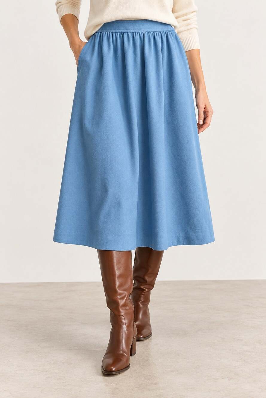Vintage Evan-Picone Blue 100% Wool Midi Skirt ILGWU Made in USA Fits Modern 2/4